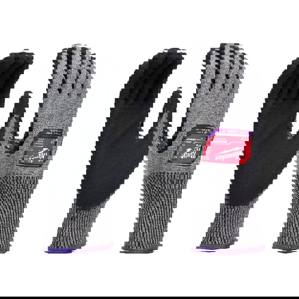 Puncture-Resistant Gloves: Size Large, ANSI Cut A7, ANSI Puncture 0, Nitrile & Polyurethane, High Performance Polyethylene